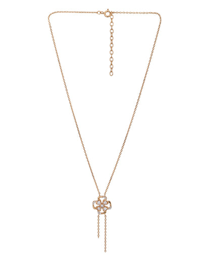 18kt Rose Gold Plated with CZ Floral Necklace for women