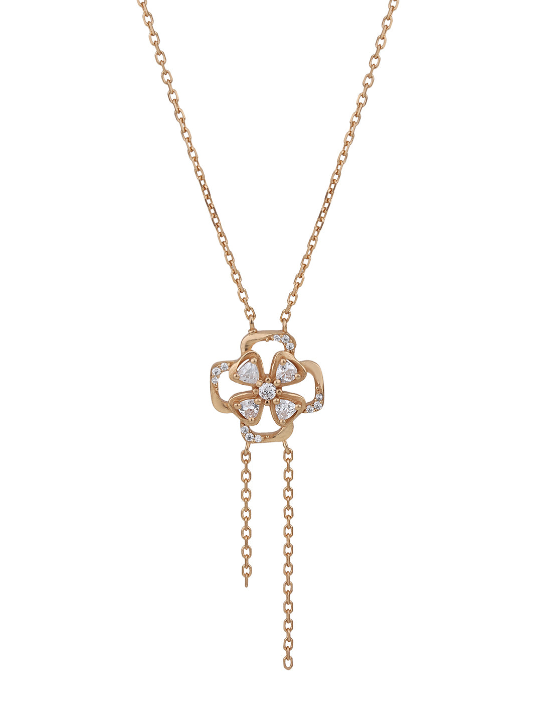 18kt Rose Gold Plated with CZ Floral Necklace for women