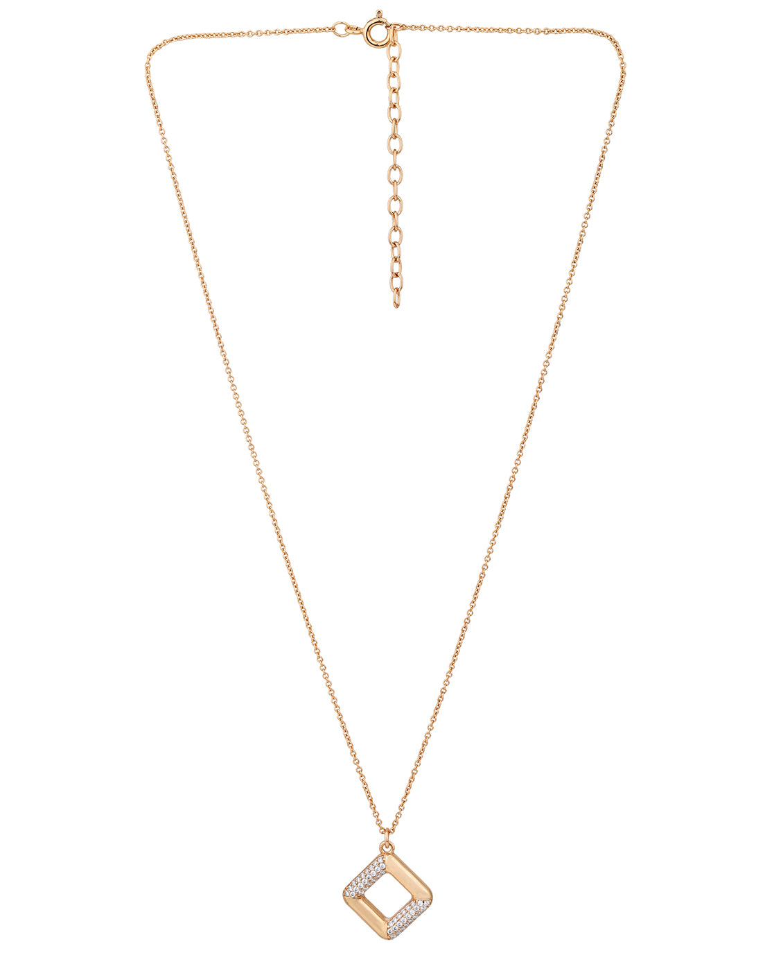 18kt Rose Gold Plated with CZ Square Pendant with Chain for women