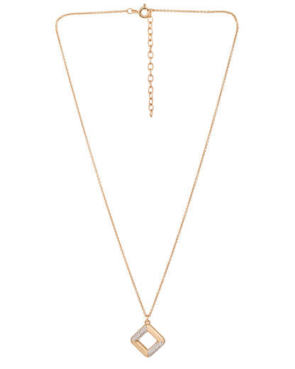 18kt Rose Gold Plated with CZ Square Pendant with Chain for women