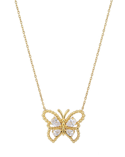 18kt Gold Plated with CZ Butterfly Necklace for women