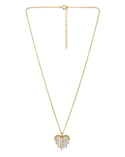 18kt Gold Plated with CZ Heart Pendant with CZ Drops with Chain for women