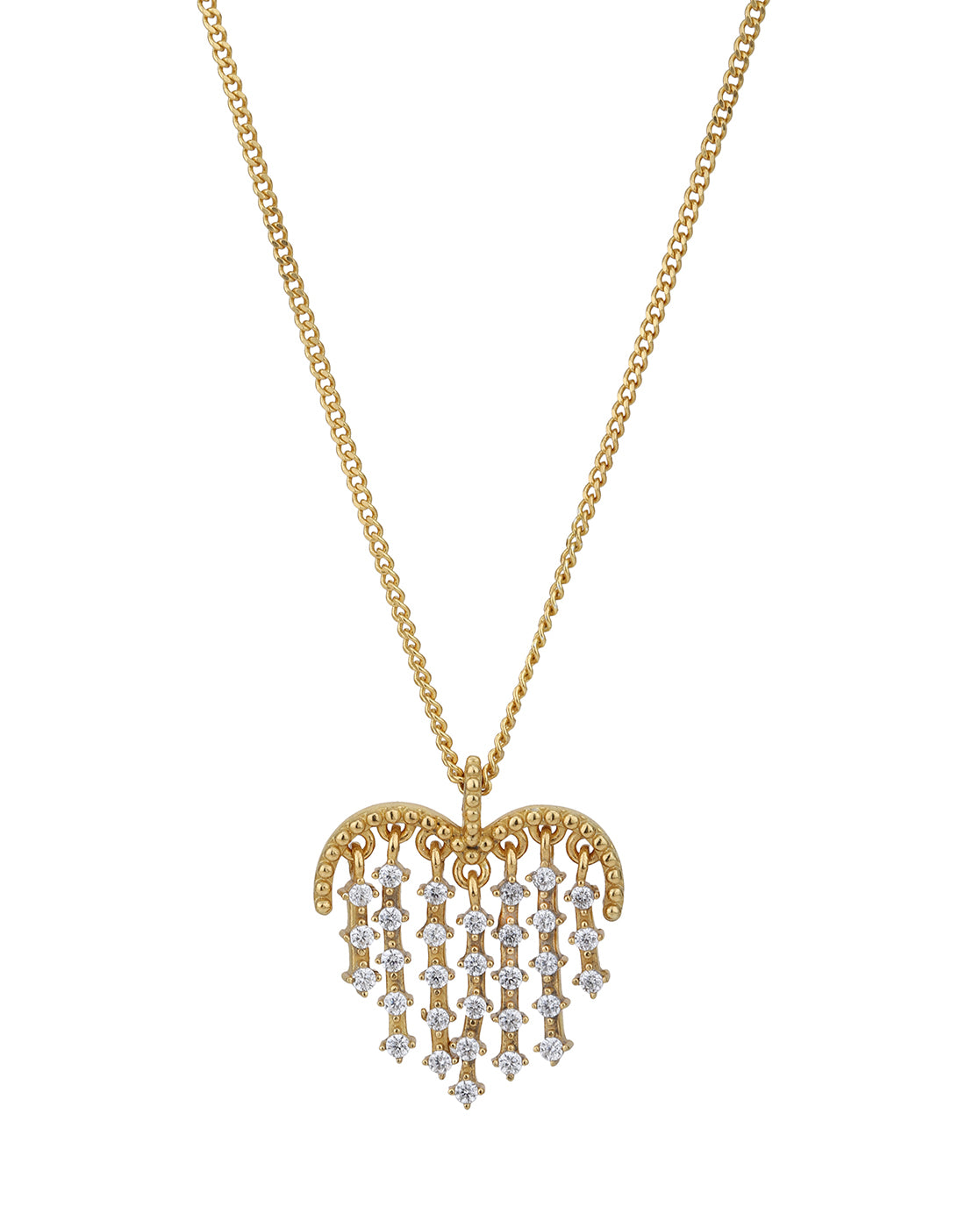 18kt Gold Plated with CZ Heart Pendant with CZ Drops with Chain for women