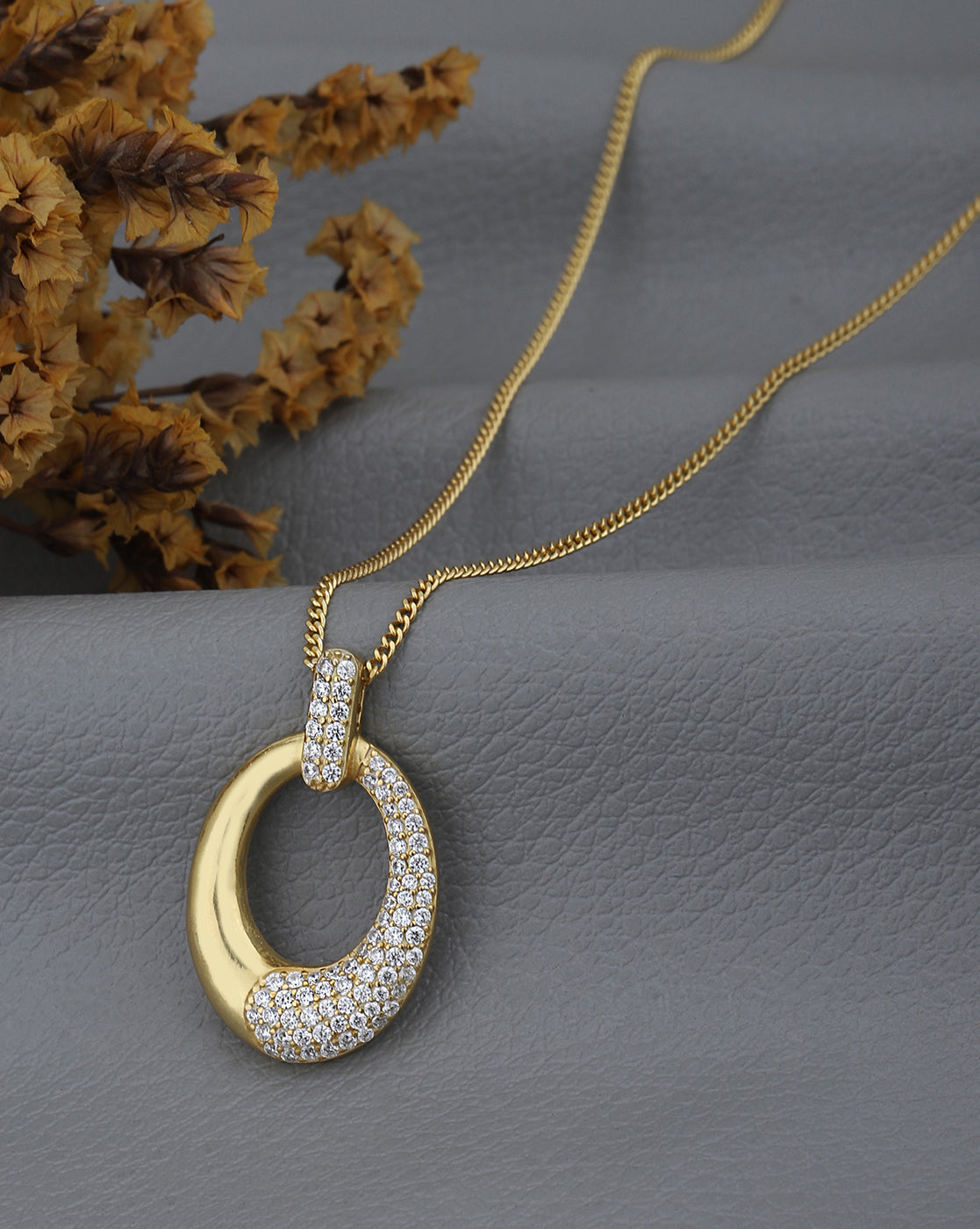 18kt Gold Plated with CZ Pendant with Chain for women