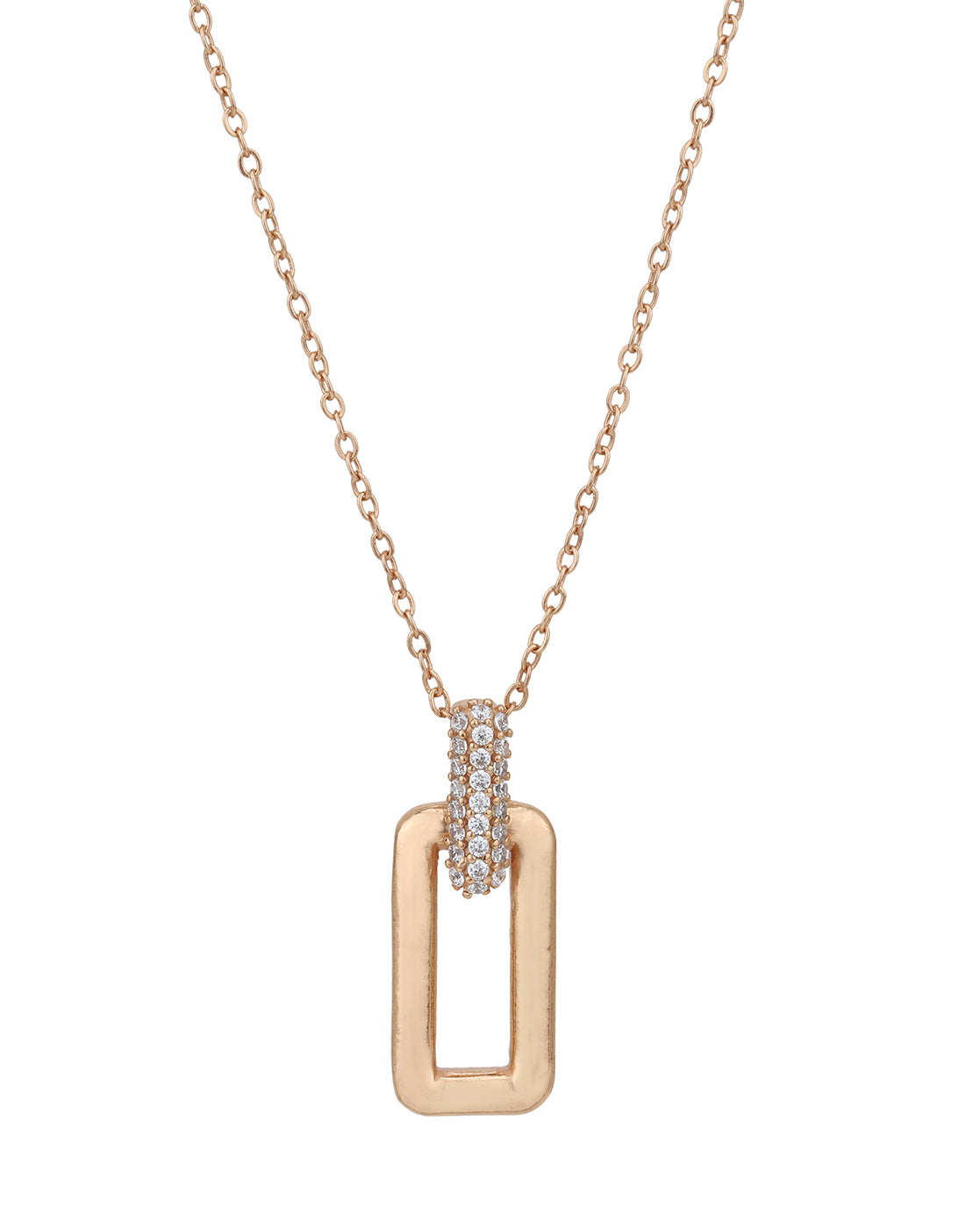 18kt Rose Gold Plated with CZ Pendant with Chain for women