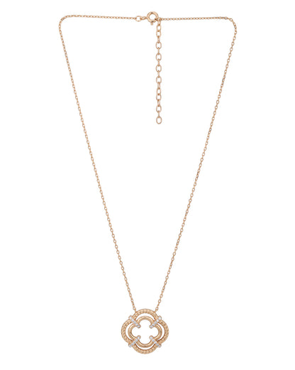 18kt Rose Gold Plated with CZ Floral Pendant with chain for women