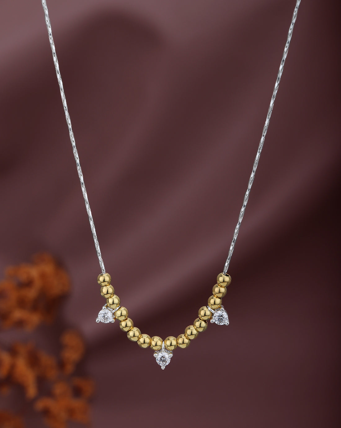 Rhodium and 18kt Gold Plated CZ Heart Necklace