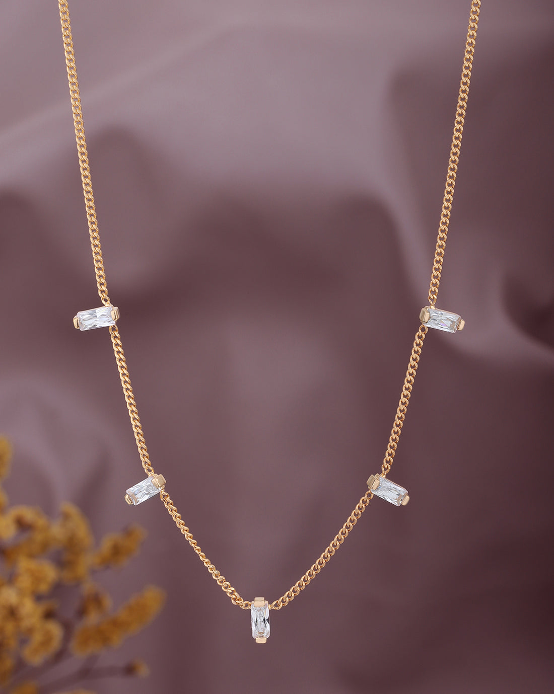 18kt Rose Gold Plated CZ Fancy Necklace