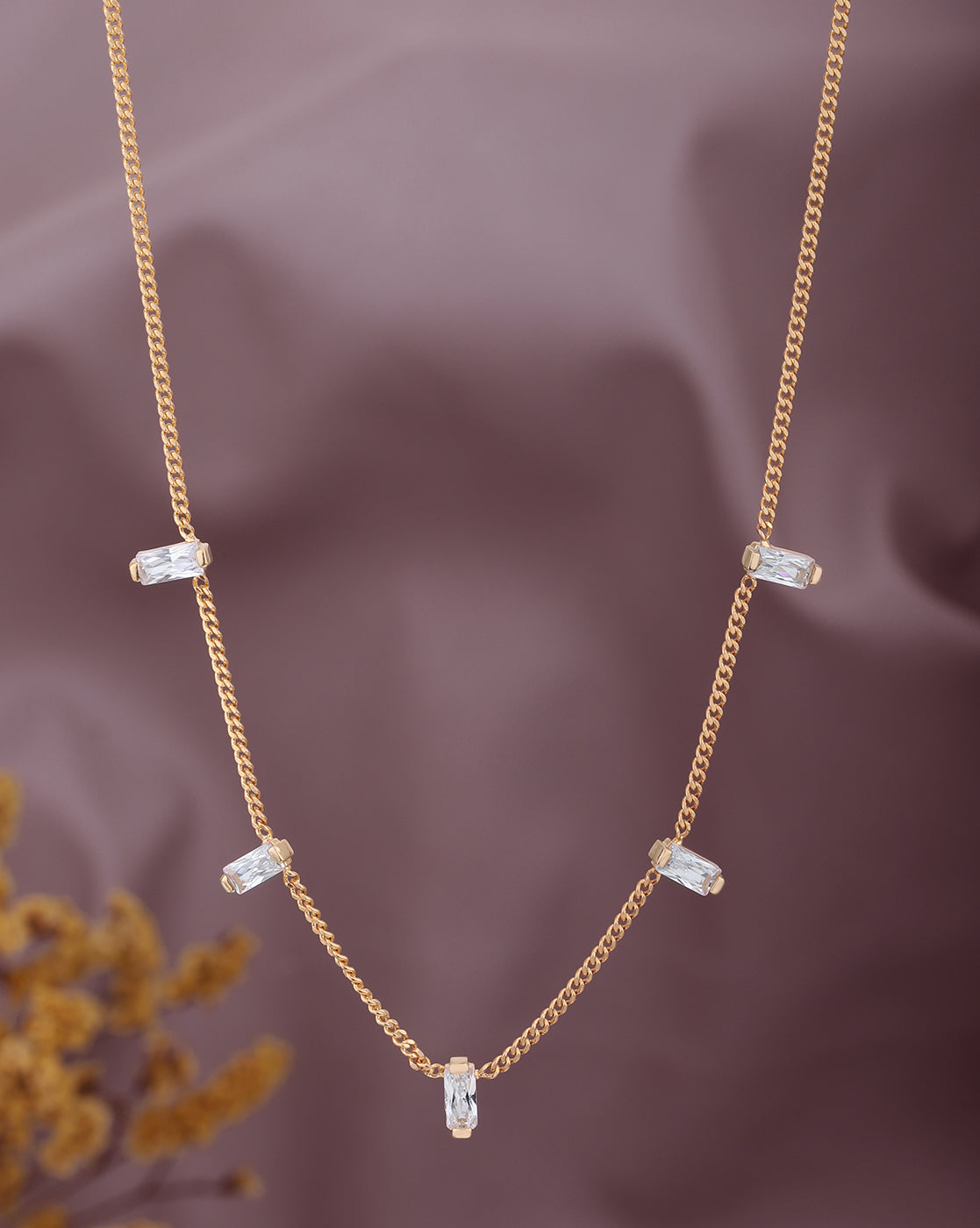 18kt Rose Gold Plated CZ Fancy Necklace