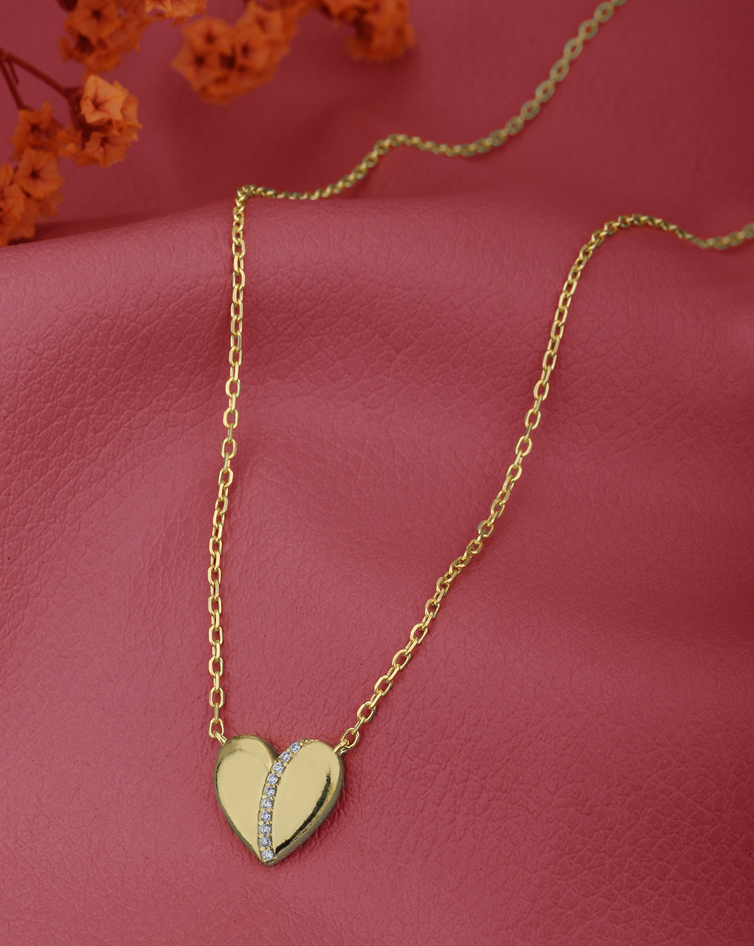 18kt Gold Plated CZ Heart Necklace