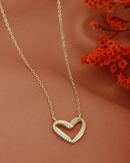 18kt Gold Plated CZ Heart Necklace