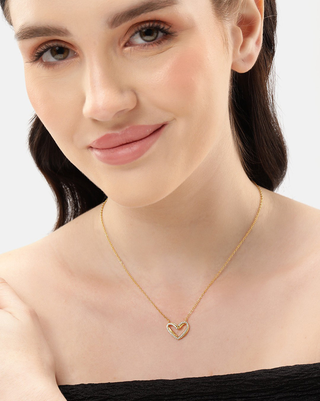 18kt Gold Plated CZ Heart Necklace