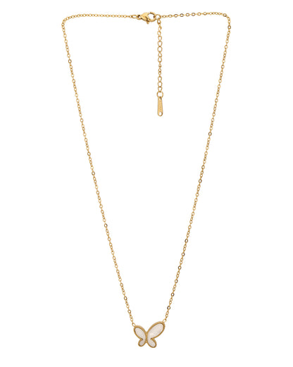 18kt Gold Plated Stainless Steel Shell Butterfly Necklace