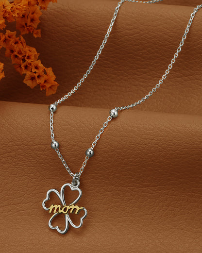 18kt Gold and Rhodium Plated Floral Pendant and Chain