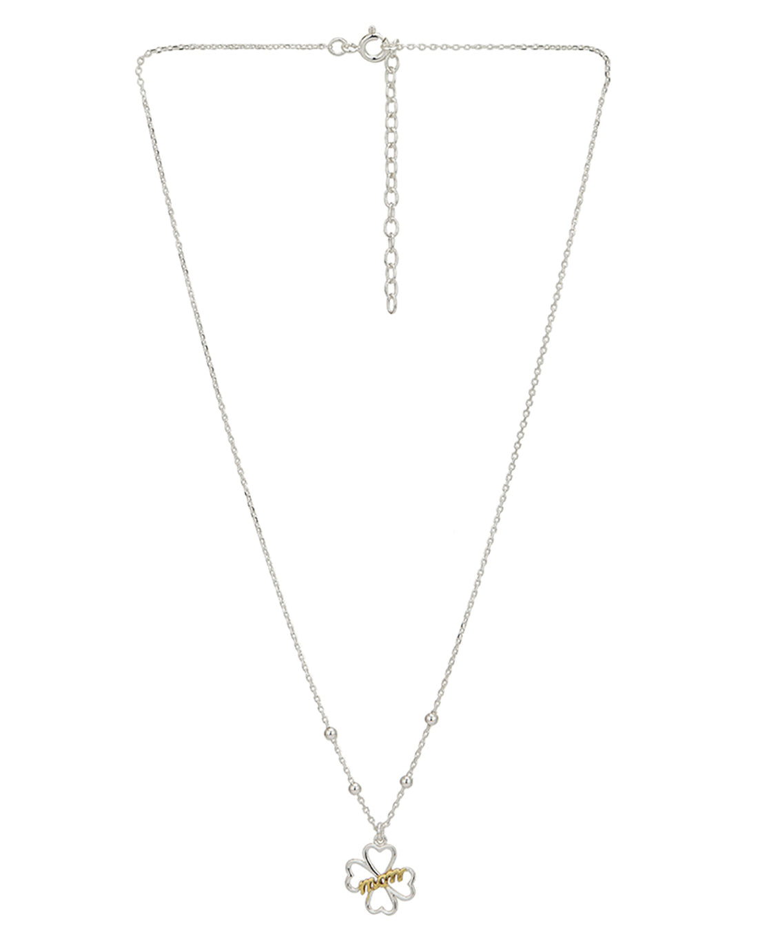 18kt Gold and Rhodium Plated Floral Pendant and Chain