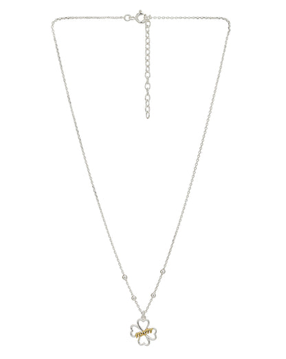 18kt Gold and Rhodium Plated Floral Pendant and Chain