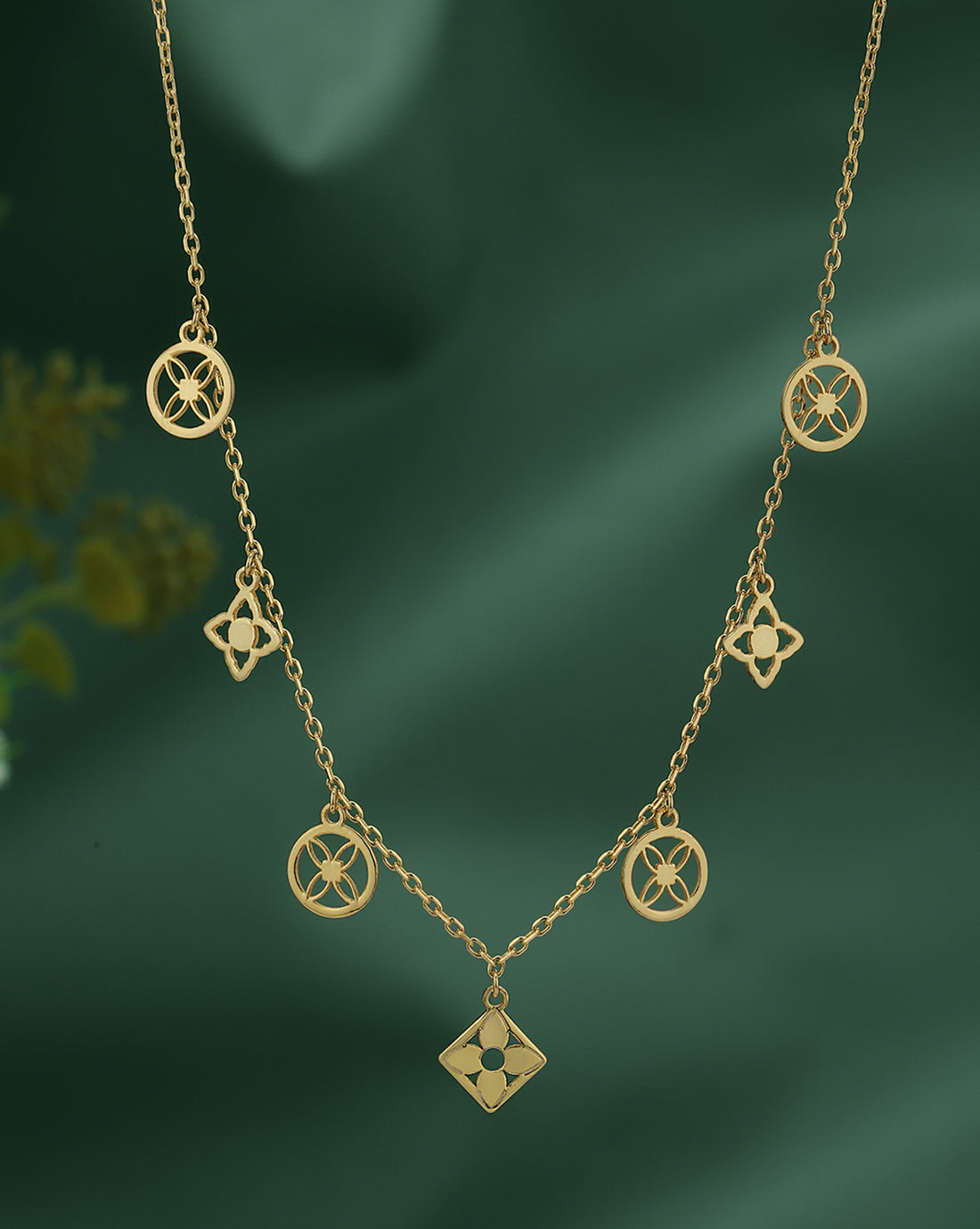 18kt Gold Plated Multiple Charm Fancy Necklace