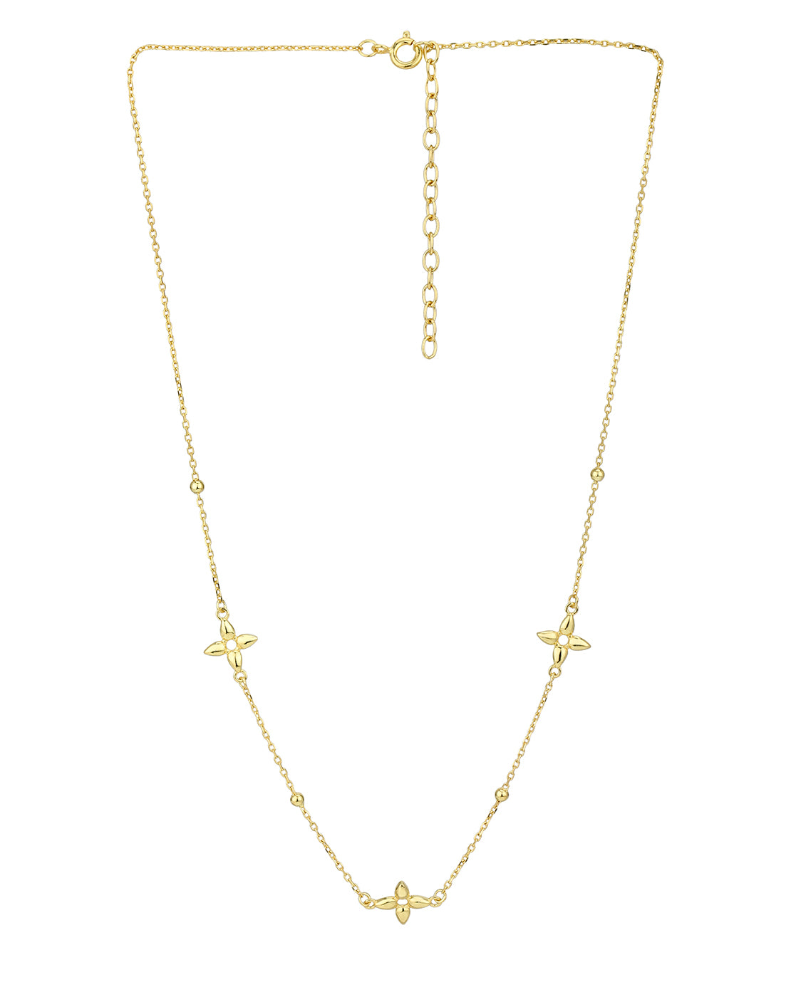 18kt Gold Plated Lucky Clover Charm Fancy Necklace
