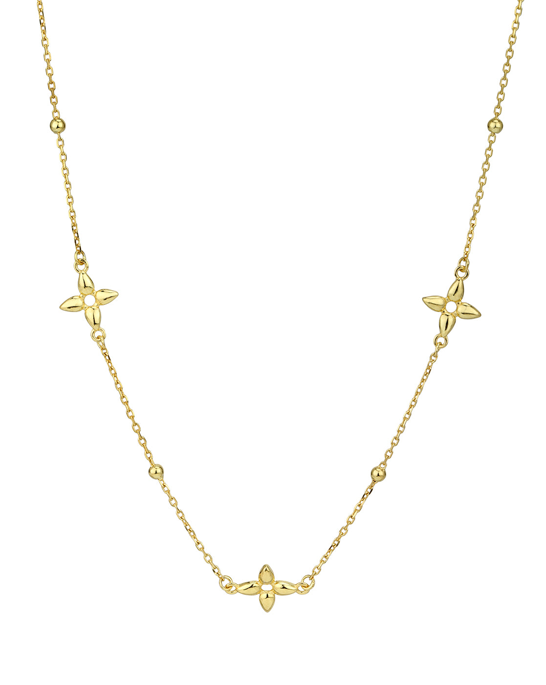 18kt Gold Plated Lucky Clover Charm Fancy Necklace