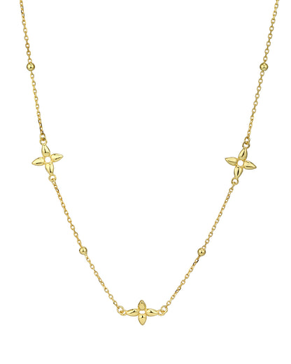 18kt Gold Plated Lucky Clover Charm Fancy Necklace