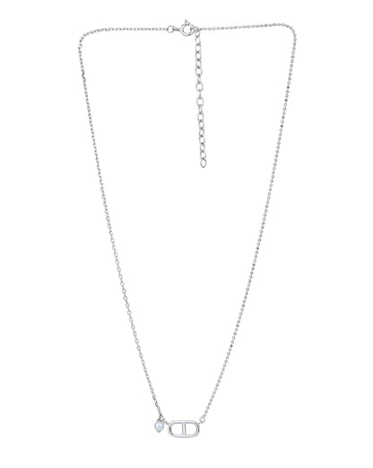 Rhodium Plated Minimal Pearl Necklace
