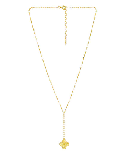 18kt Gold Plated Dangling Floral Lariat Necklace