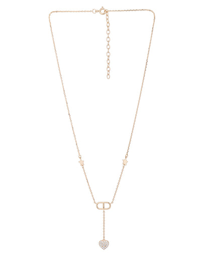 18kt Rose Gold Plated Star Charm CZ Heart Lariat Necklace
