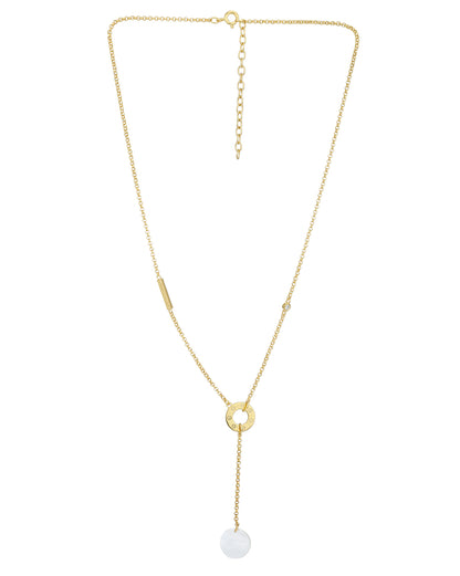 18kt Gold Plated CZ Dangling Shell Lariat Necklace