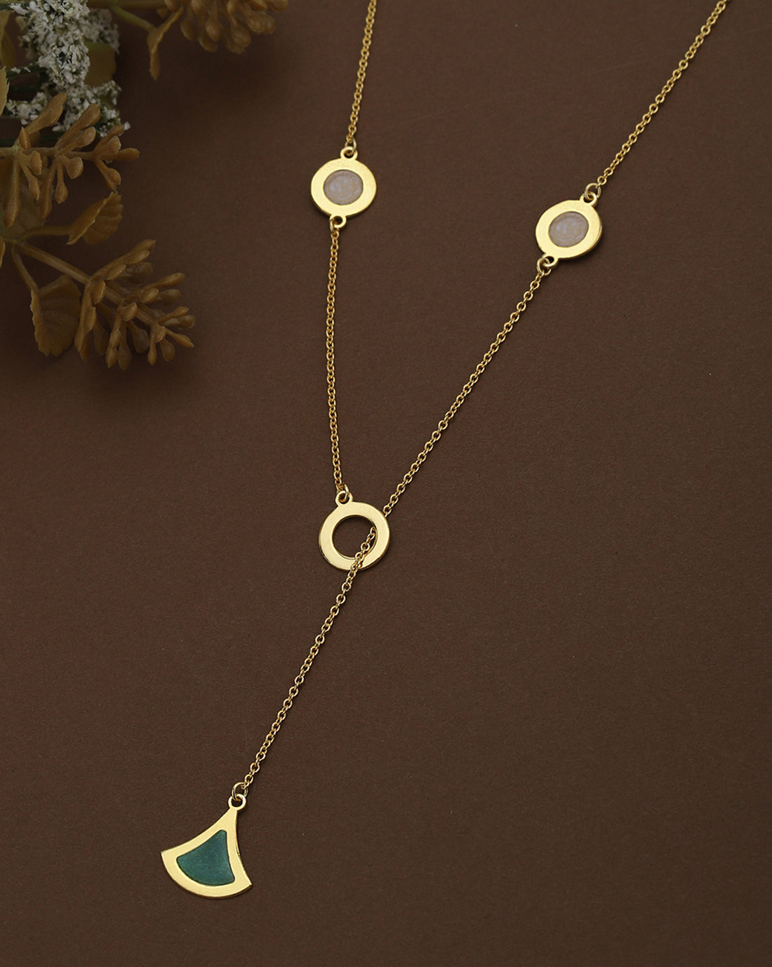 18kt Gold Plated Enamel Dream Pendant Lariat Necklace