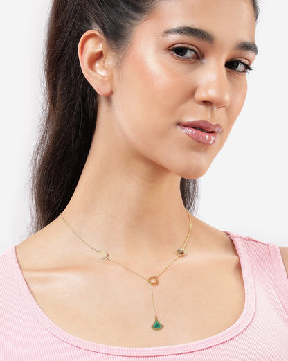 18kt Gold Plated Enamel Dream Pendant Lariat Necklace