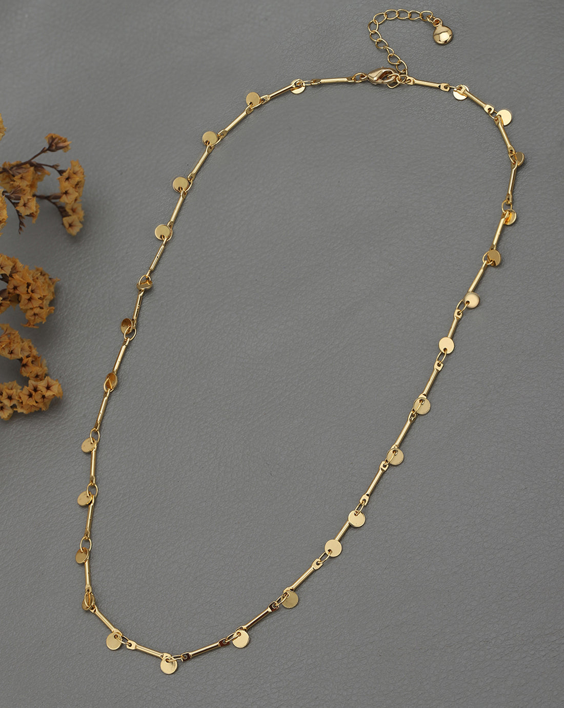 Gold Plated Compact Elongated Link Necklace