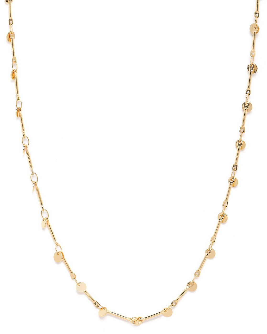 Gold Plated Compact Elongated Link Necklace