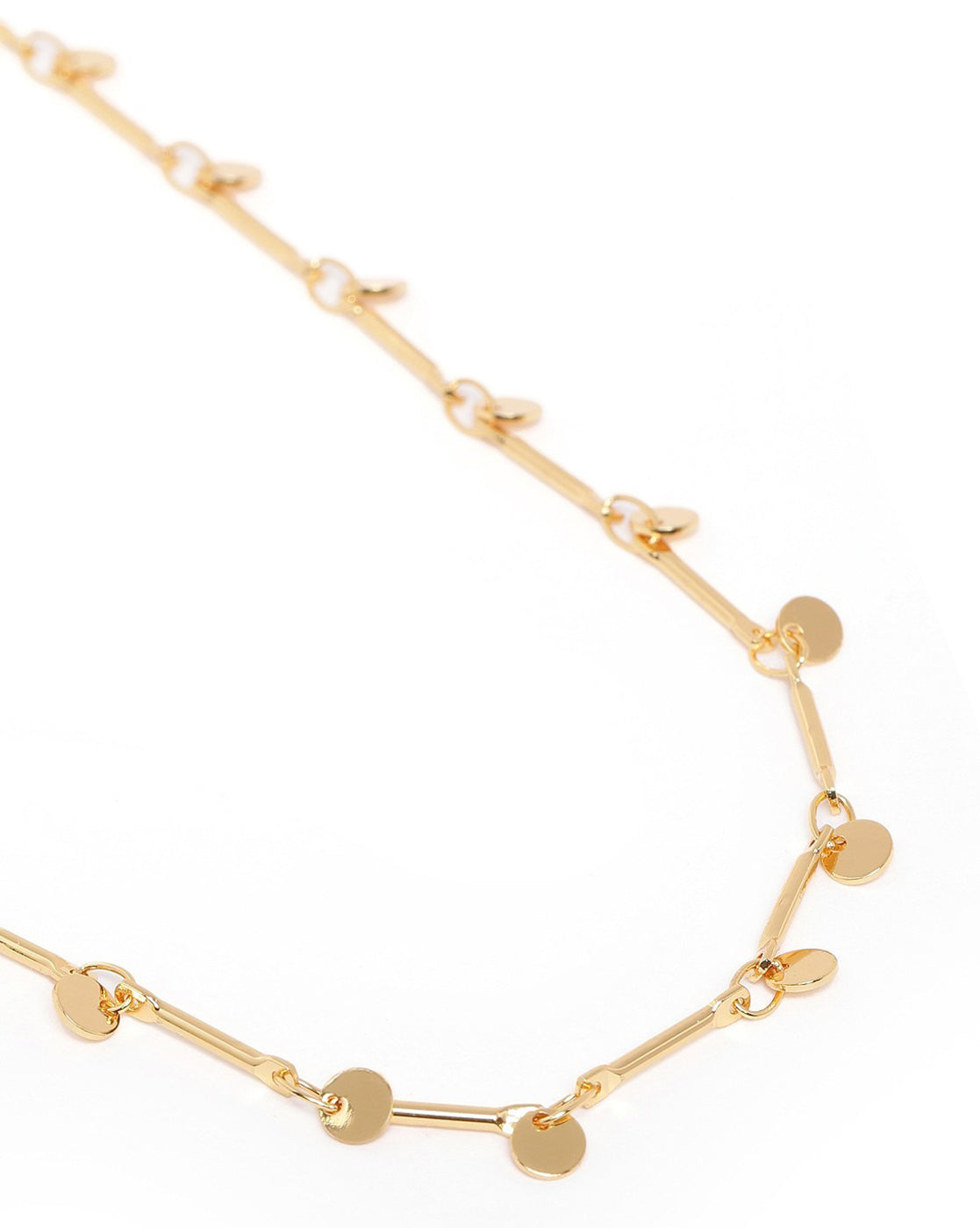 Gold Plated Compact Elongated Link Necklace