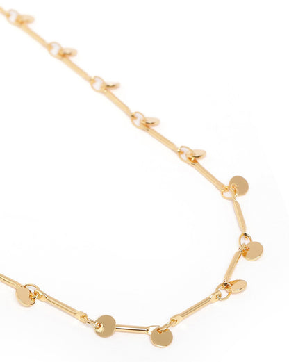 Gold Plated Compact Elongated Link Necklace