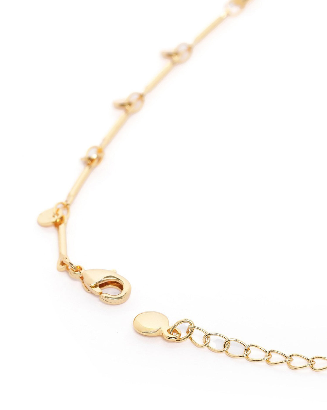 Gold Plated Compact Elongated Link Necklace