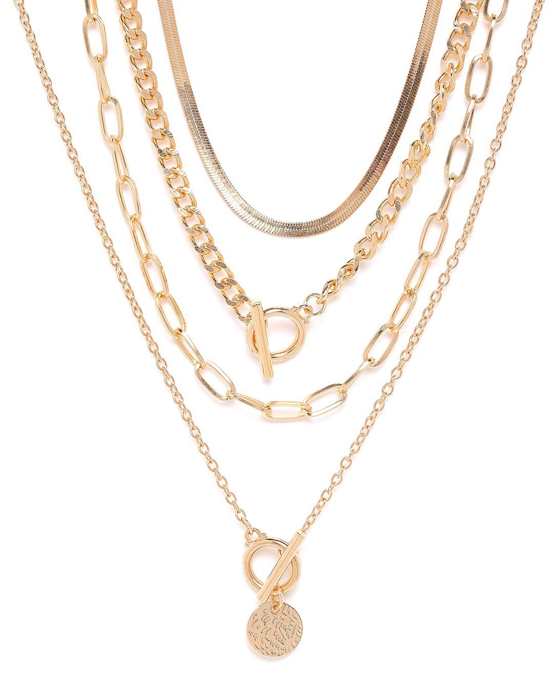 Set of 4 Rose Gold Plated Multi Pack Necklace