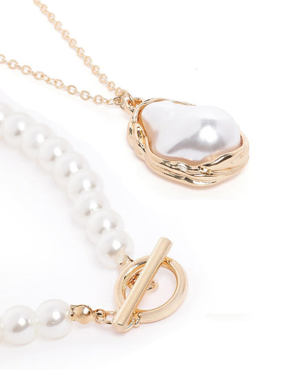 Set of 4 Rose Gold Plated Pearl Multi Pack Necklace