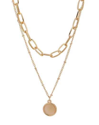 Rose Gold Plated Cats Eye Pendant Layered Necklace