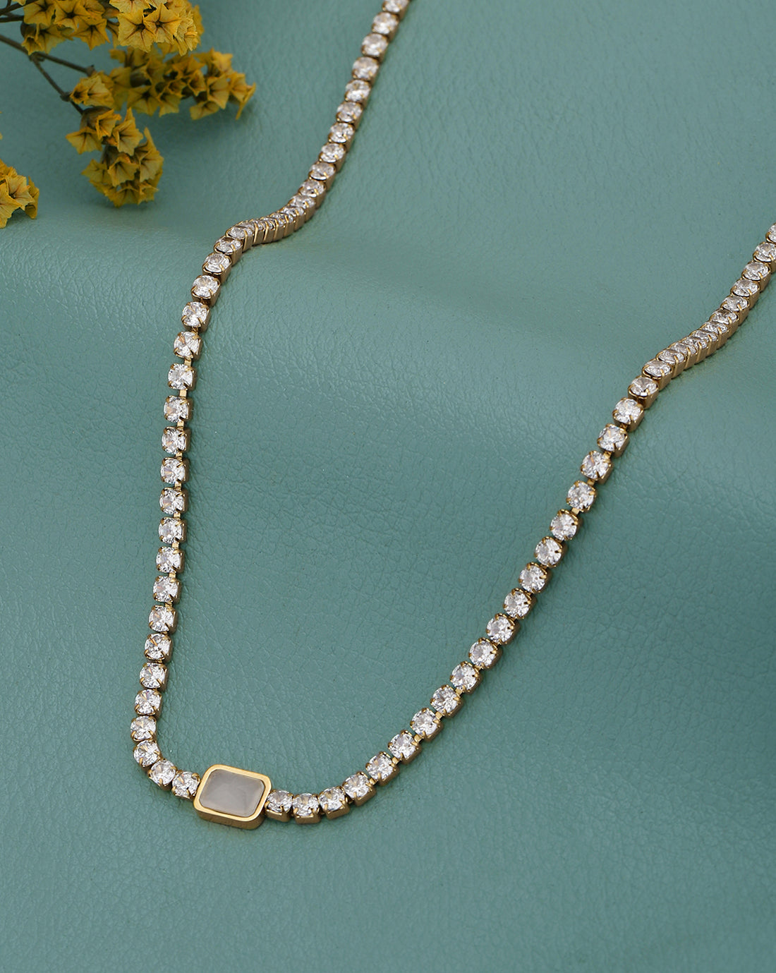 18kt Gold Plated CZ Tennis Chain Necklace