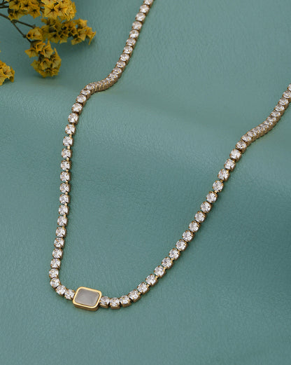 18kt Gold Plated CZ Tennis Chain Necklace