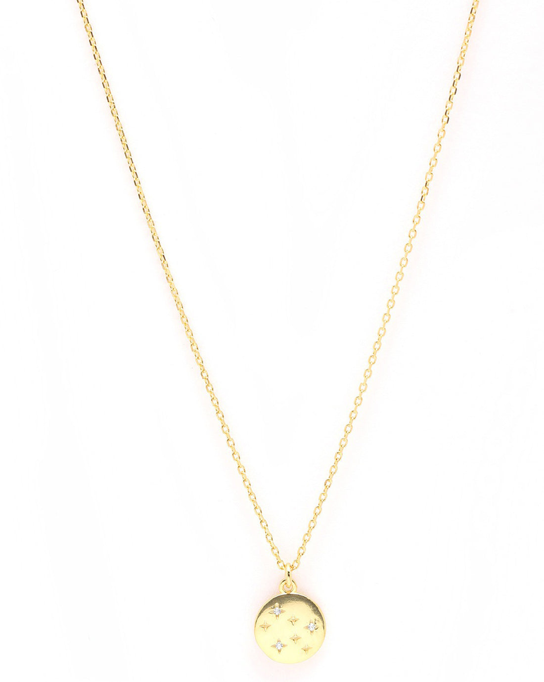 18kt Gold Plated CZ Circular Pendant and Chain Necklace