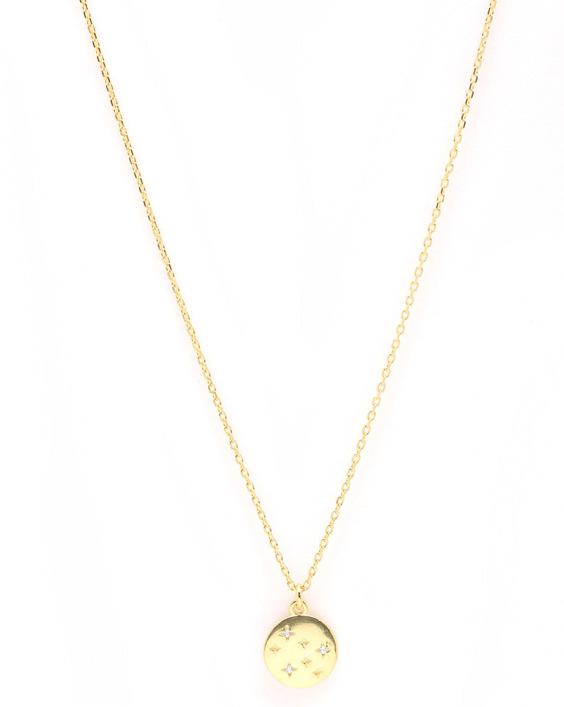 18kt Gold Plated CZ Circular Pendant and Chain Necklace