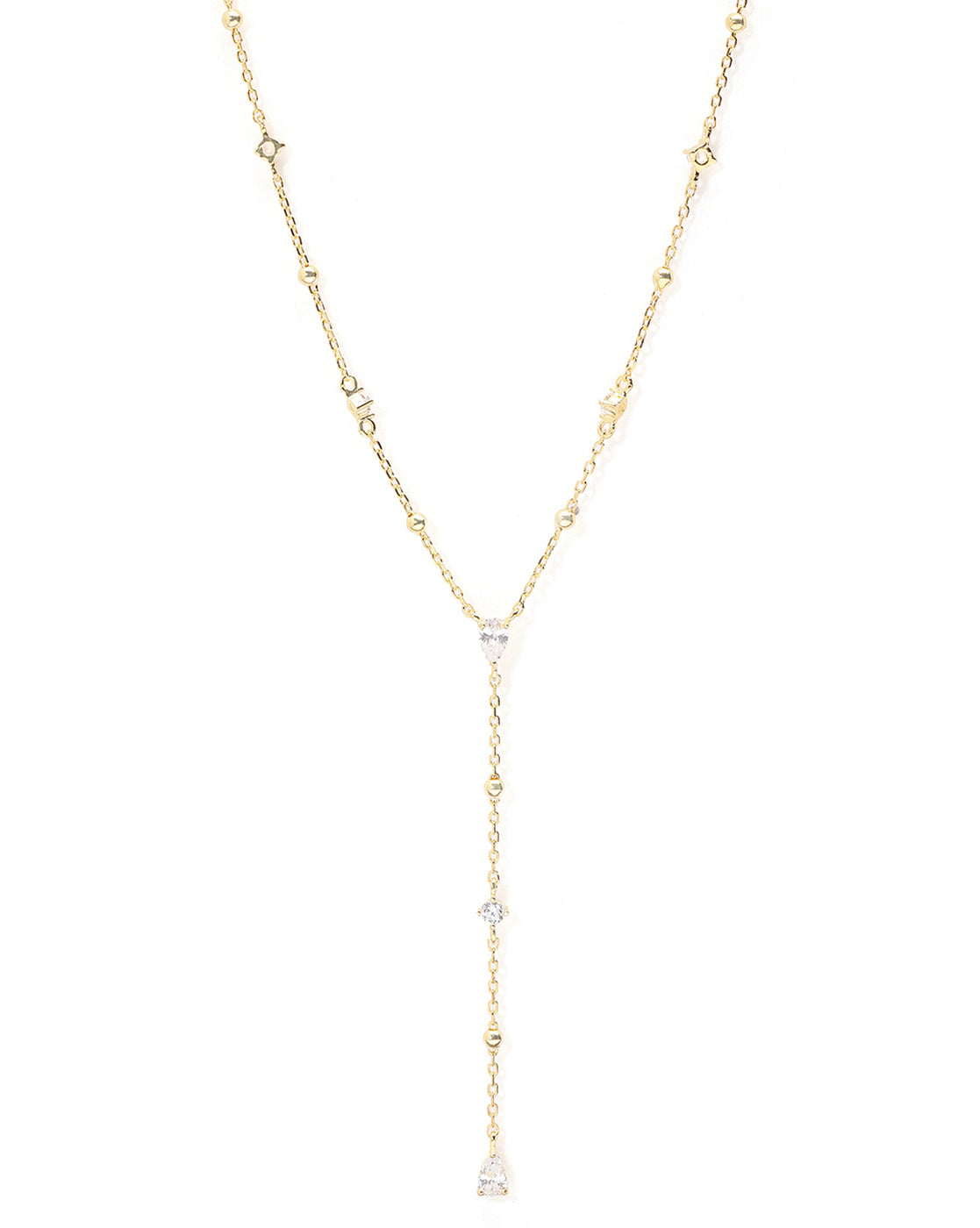 18kt Gold Plated CZ Lariat Necklace