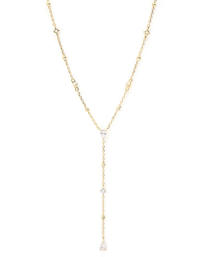 18kt Gold Plated CZ Lariat Necklace