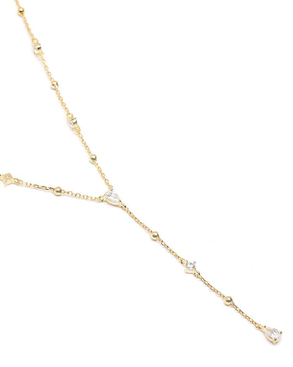 18kt Gold Plated CZ Lariat Necklace