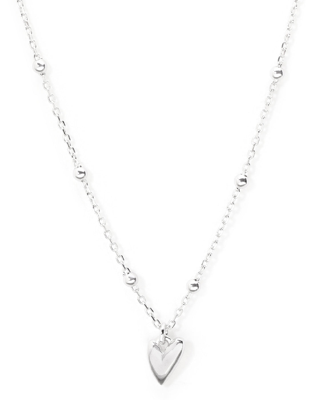 Rhodium Plated Heart Pendant and Chain Necklace