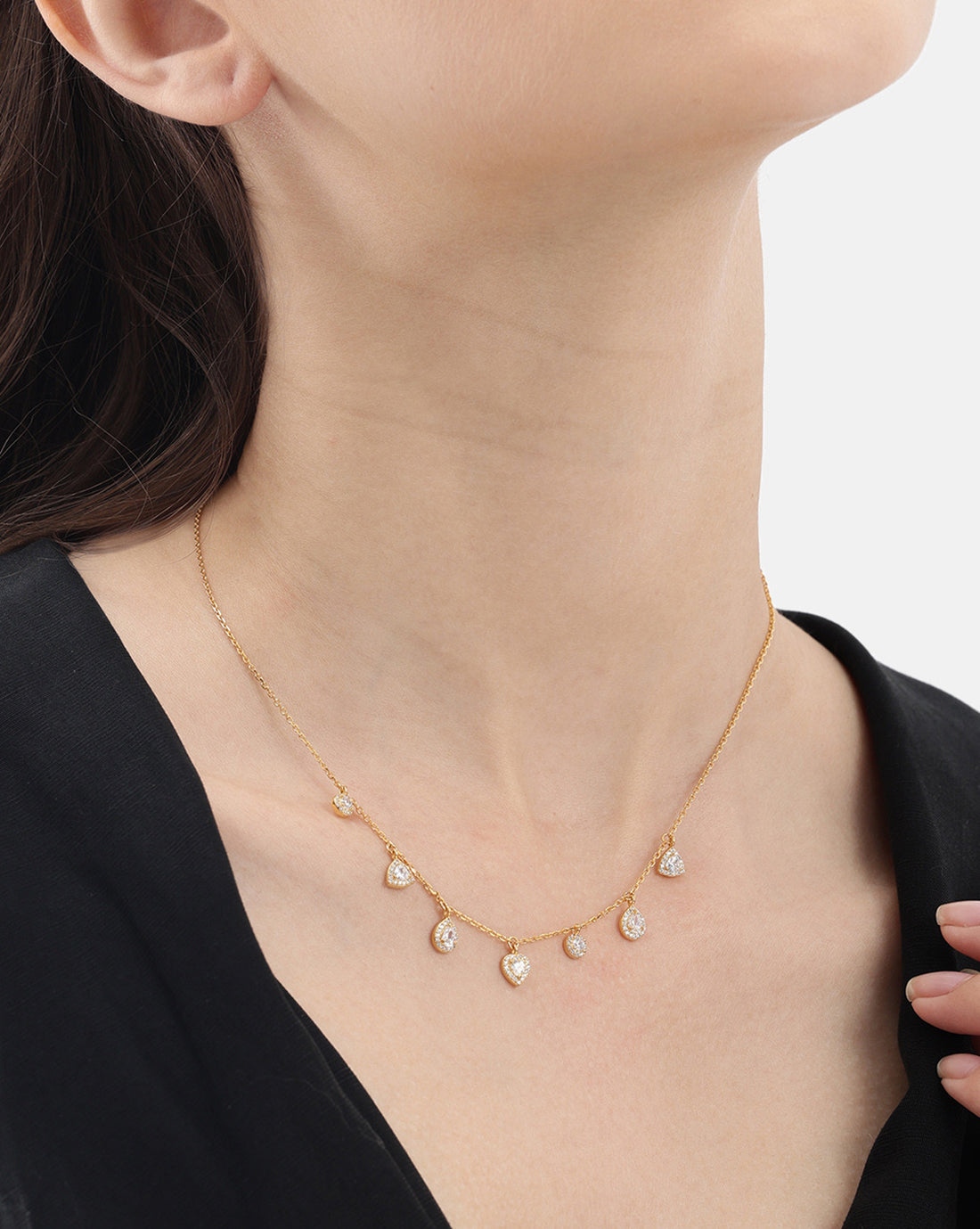 18kt Gold Plated CZ Multi Shape Charm Necklace