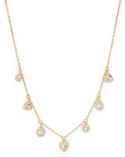 18kt Gold Plated CZ Multi Shape Charm Necklace