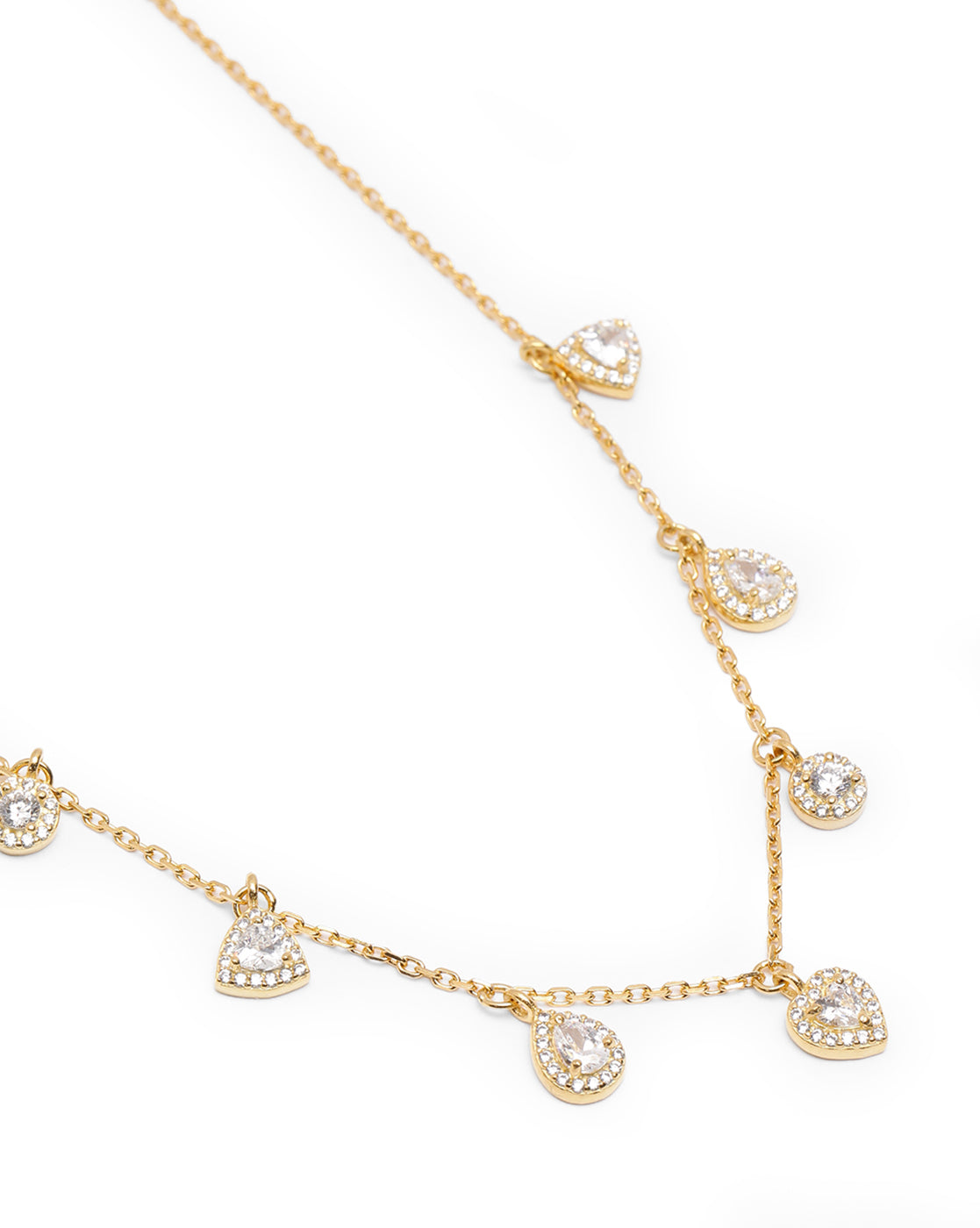 18kt Gold Plated CZ Multi Shape Charm Necklace