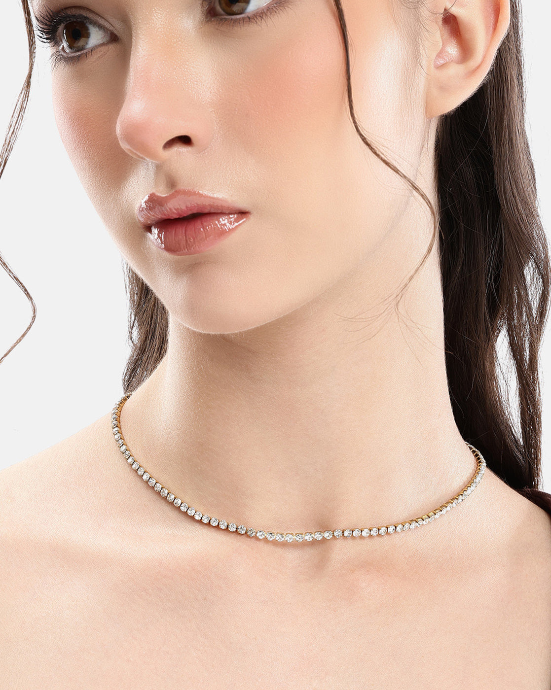 Gold Plated CZ Tennis Necklace